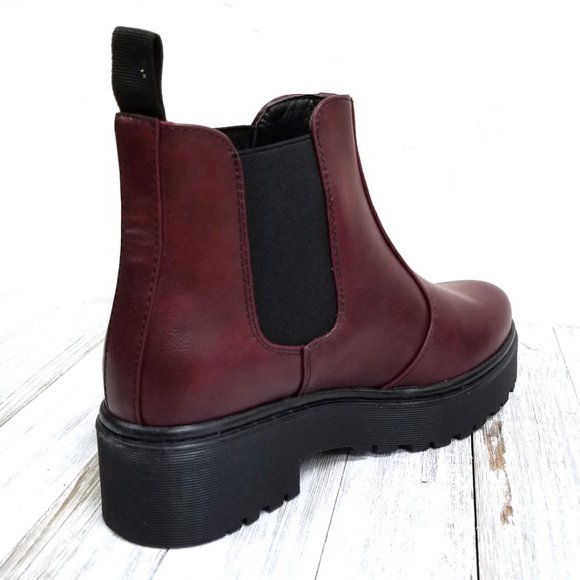 New Wine Combat Boots Lug Sole - Picture 4 of 4